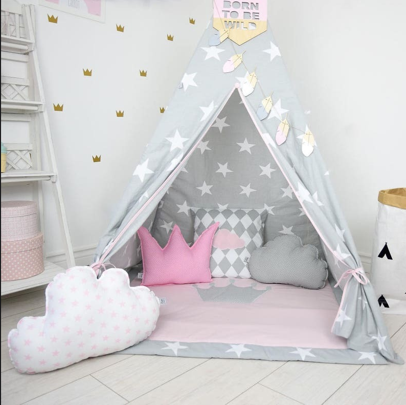 Cabana Teepee Cinza Estrelada