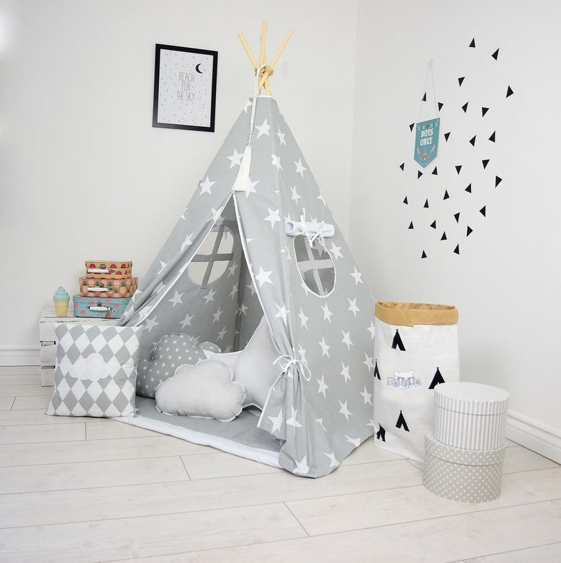 Cabana Teepee Cinza Estrelada